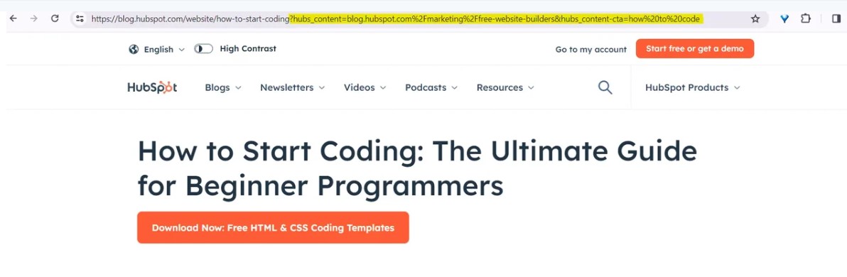 Ví dụ UTM Code, nguồn: HubSpot