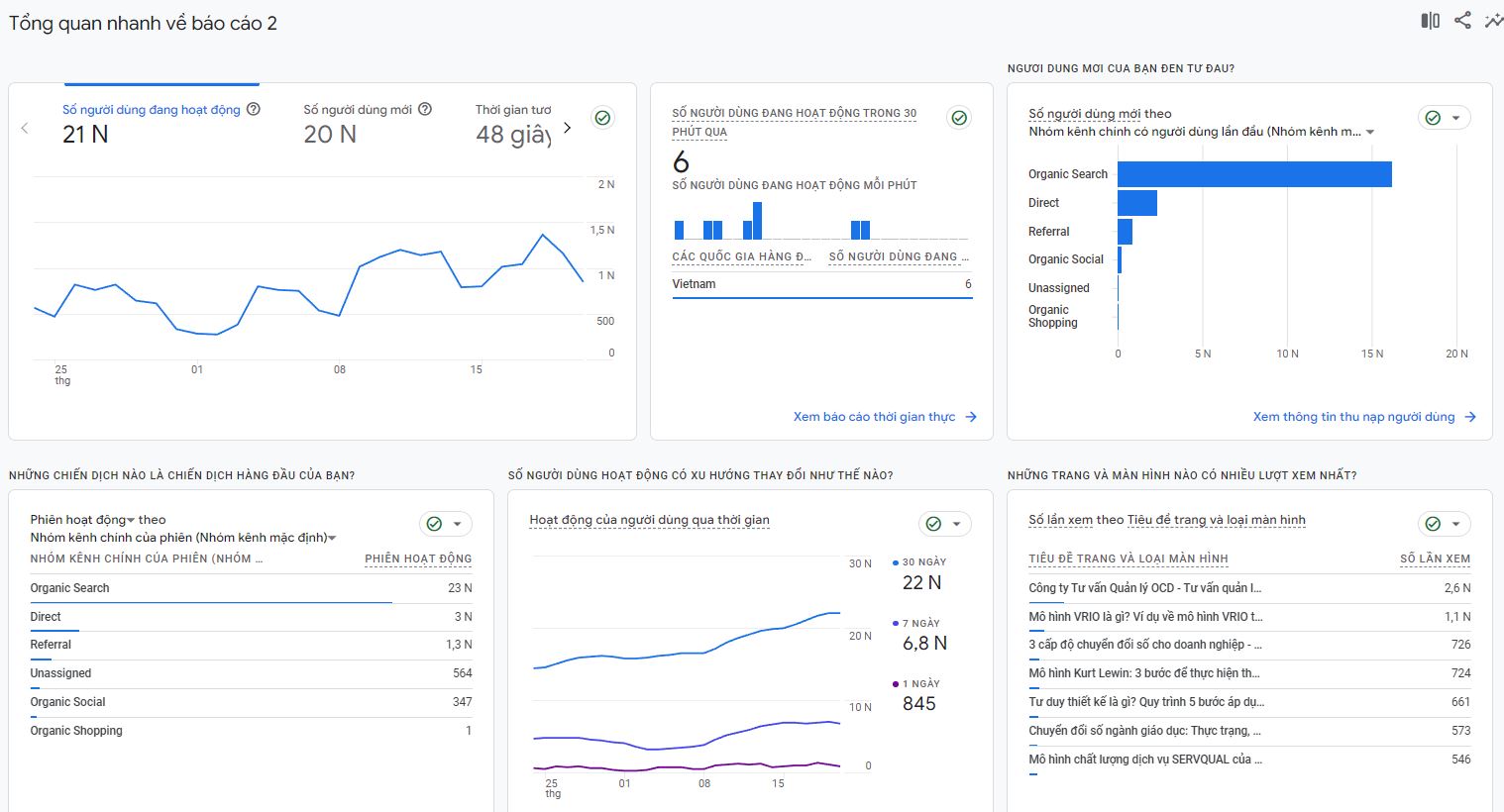 Báo cáo tổng quan website của Google Analytics 4 (GA4)