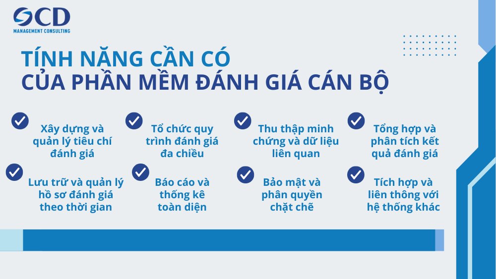 tính năng cần có của phần mềm đánh giá cán bộ công chức viên chức