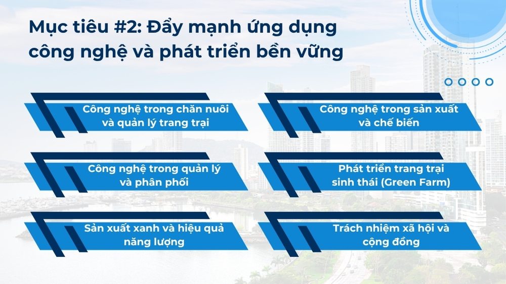 mục tiêu đẩy mạnh ứng dụng công nghệ và phát triển bền vững