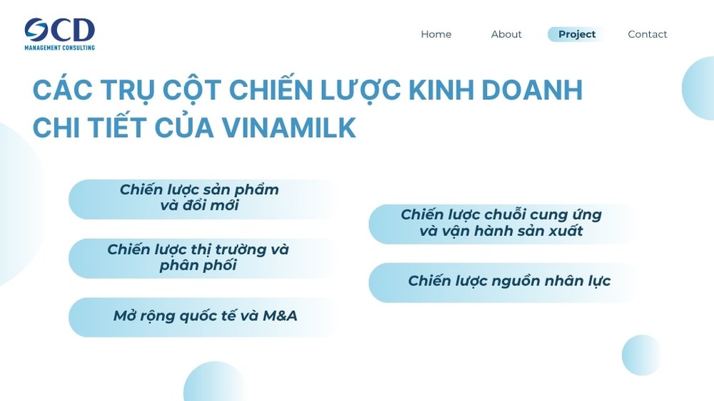 trụ cột chiến lược kinh doanh chi tiết của vinamilk