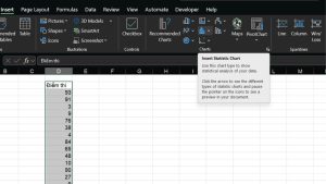 Giao diện vẽ biểu đồ histogram trong Excel