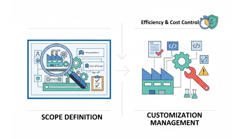 Quản lý phạm vi và tùy chỉnh trong dự án MES