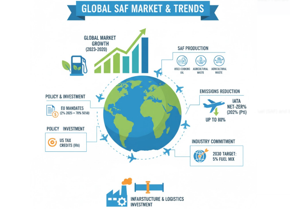 Thị trường Nhiên liệu hàng không bền vững (SAF) toàn cầu