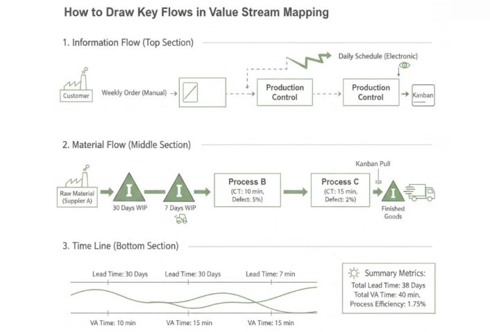 Cách vẽ các dòng chảy chính Value Stream Mapping