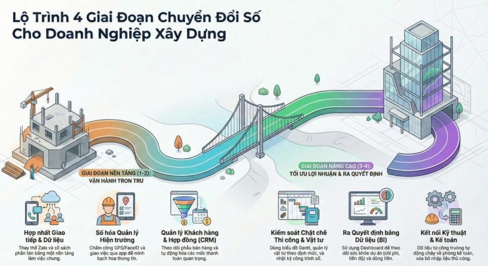 Lộ trình chuyển đổi số doanh nghiệp xây dựng