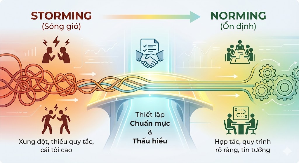 Giai đoạn chuyển giao từ Storming sang Norming Giai đoạn chuyển giao từ Storming sang Norming