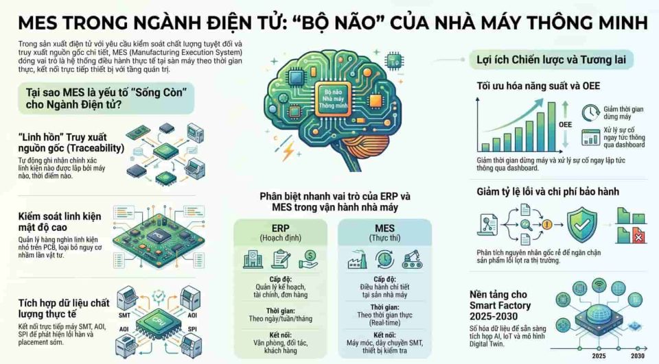 MES trong ngành điện tử: Nền tảng cốt lõi cho nhà máy sản xuất thông minh