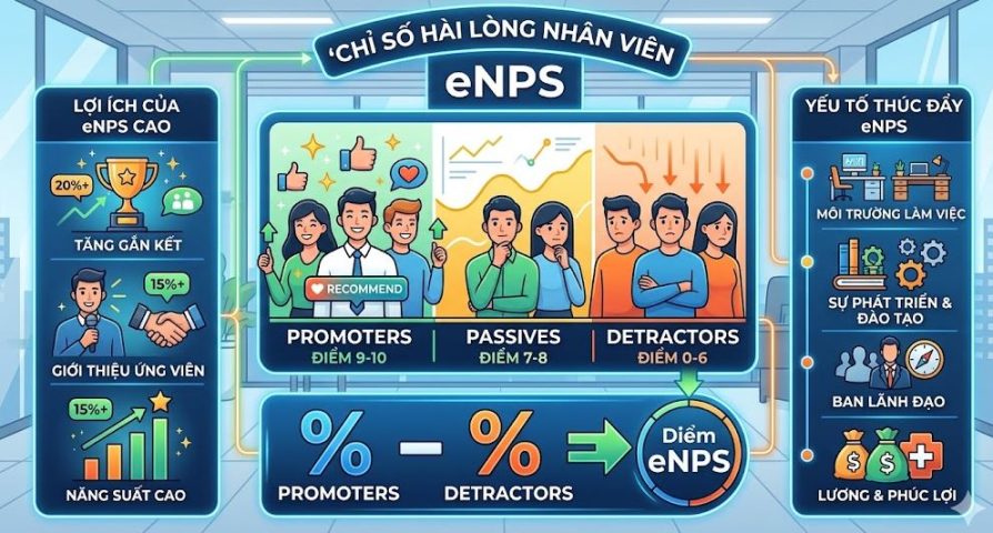 Chỉ số hài lòng nhân viên eNPS là gì? Bí quyết đo lường hạnh phúc và lòng trung thành của nhân viên