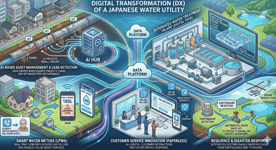 Chuyển đổi số ngành cấp nước Nhật bản