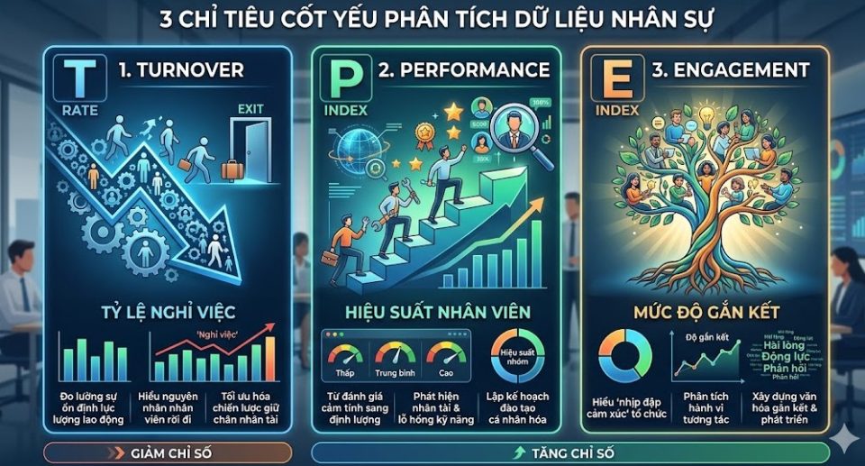 3 chỉ tiêu cốt yếu phân tích dữ liệu nhân sự