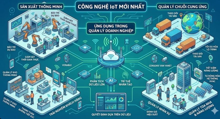 Các công nghệ IoT mới nhất và ứng dụng trong quản lý doanh nghiệp