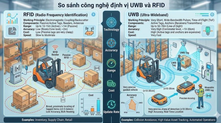 So sánh Công nghệ định vị UWB và RFID