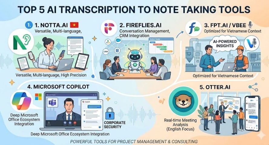 Top 5 công cụ AI chuyển ghi âm thành ghi chú