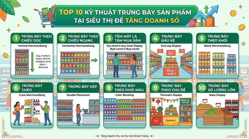 Top 10 kỹ thuật trưng bày sản phẩm trong siêu thị giúp tăng doanh số bán hàng