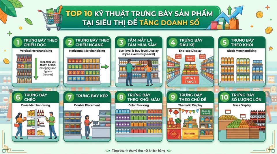 Top 10 kỹ thuật trưng bày sản phẩm trong siêu thị giúp tăng doanh số bán hàng