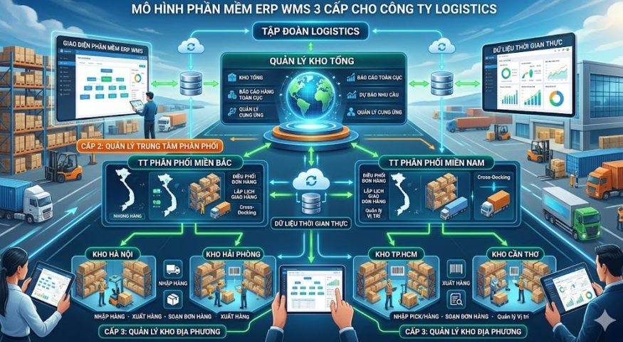Mô hình phần mềm ERP Quản lý kho 3 cấp