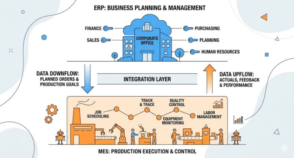 Tại sao ERP không thể thay thế MES trong điều hành xưởng sản xuất