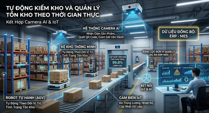 Tự động kiểm kho và quản lý tồn kho theo thời gian thực bằng Camera AI và IoT