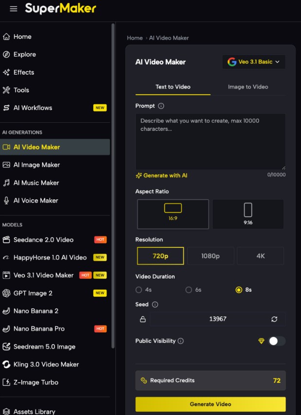 AI Video Maker Prompt Window
