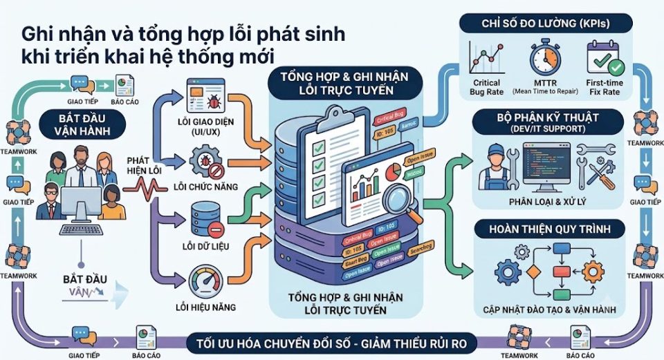 Ghi nhận lỗi triển khai phần mềm mới