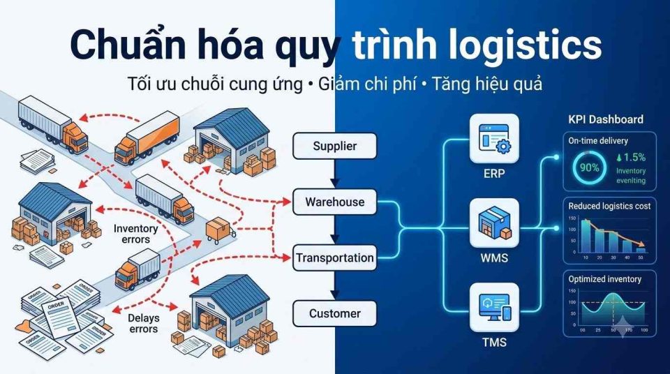 Chuẩn hóa quy trình logistics giúp nâng cao hiệu quả chuỗi cung ứng