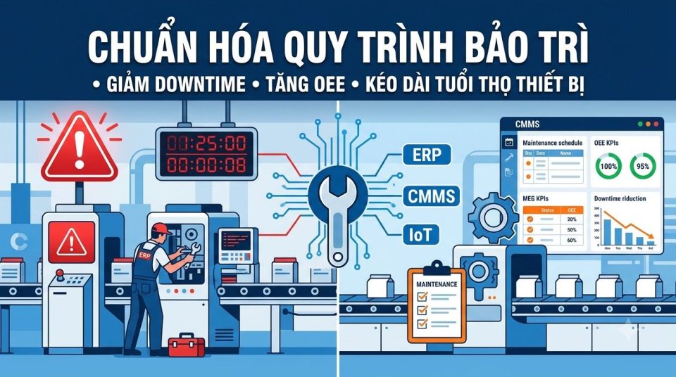 Chuẩn hóa quy trình bảo trì giúp giảm thời gian dừng máy và nâng cao hiệu quả sản xuất