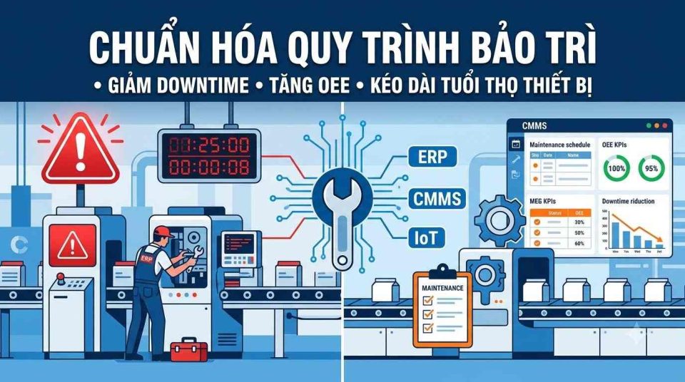 Chuẩn hóa quy trình bảo trì giúp giảm thời gian dừng máy và nâng cao hiệu quả sản xuất