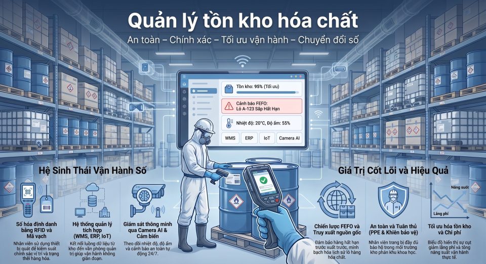 Quản lý tồn kho hóa chất: Giải pháp tối ưu an toàn, tuân thủ và hiệu quả vận hành