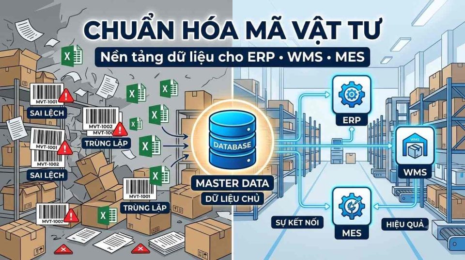 Chuẩn hóa mã vật tư giúp doanh nghiệp quản lý dữ liệu và tối ưu chuỗi cung ứng