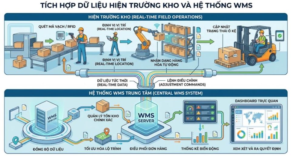 Tích hợp dữ liệu hiện trường và hệ thống WMS