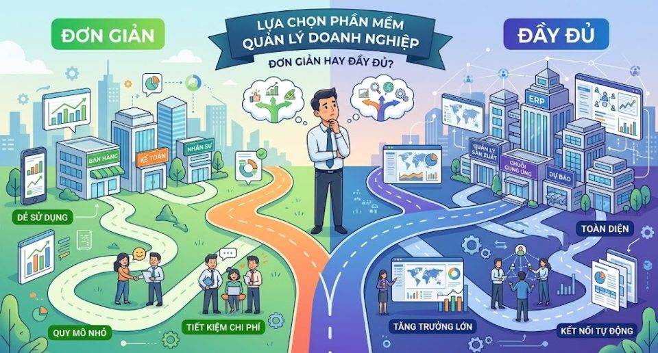 Lựa chọn phần mềm quản lý doanh nghiệp - Đơn giản hay Đầy đủ