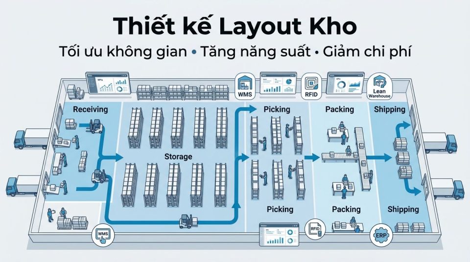 Thiết kế layout kho: Giải pháp tối ưu không gian và nâng cao hiệu quả vận hành