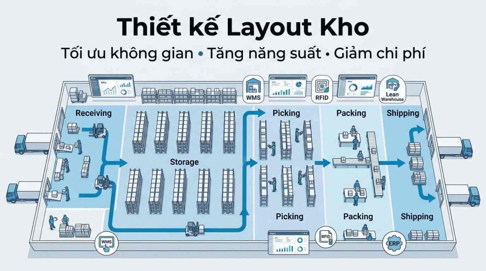 Thiết kế layout kho: Giải pháp tối ưu không gian và nâng cao hiệu quả vận hành