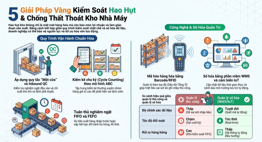 Các cách kiểm soát hao hụt kho hiệu quả và chống thất thoát cho nhà máy