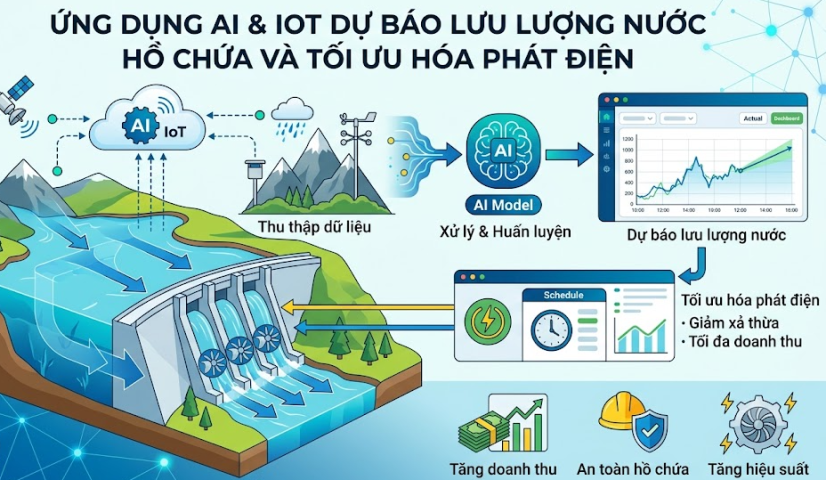 AI và IOT dự báo lượng nước hồ thủy điện để tối ưu công suất phát