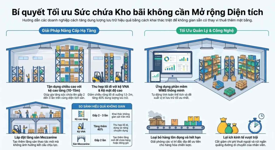 Các phương pháp tăng sức chứa kho không cần mở rộng diện tích