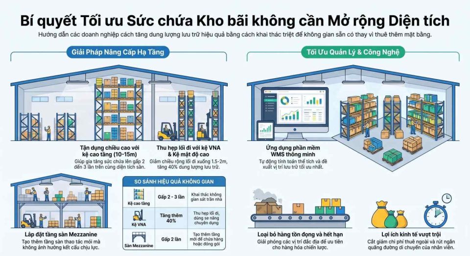 Các phương pháp tăng sức chứa kho không cần mở rộng diện tích