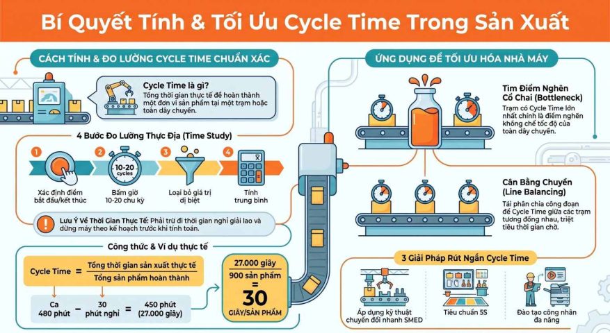 Hướng dẫn cách tính Cycle Time trong sản xuất chuẩn xác cho nhà máy