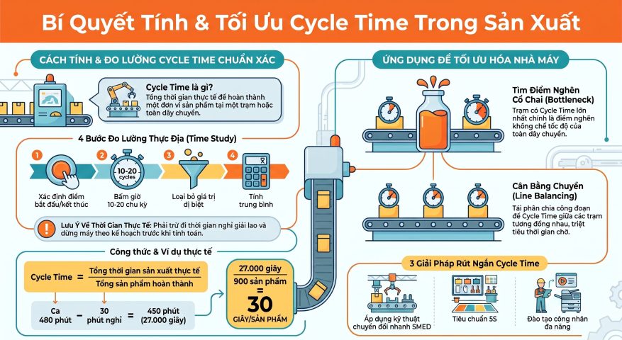 Hướng dẫn cách tính Cycle Time trong sản xuất chuẩn xác cho nhà máy