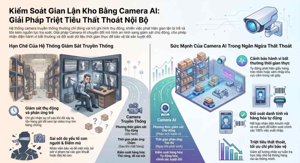 Kiểm soát gian lận kho bằng camera AI: Giải pháp triệt tiêu thất thoát nội bộ