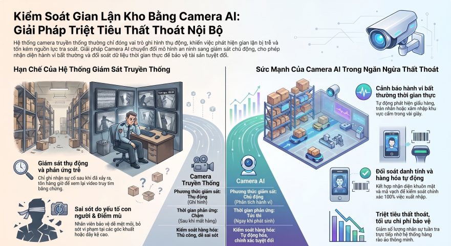 Kiểm soát gian lận kho bằng camera AI: Giải pháp triệt tiêu thất thoát nội bộ