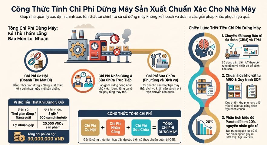 Công thức tính chi phí dừng máy sản xuất chuẩn xác cho nhà máy