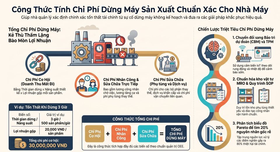 Công thức tính chi phí dừng máy sản xuất chuẩn xác cho nhà máy