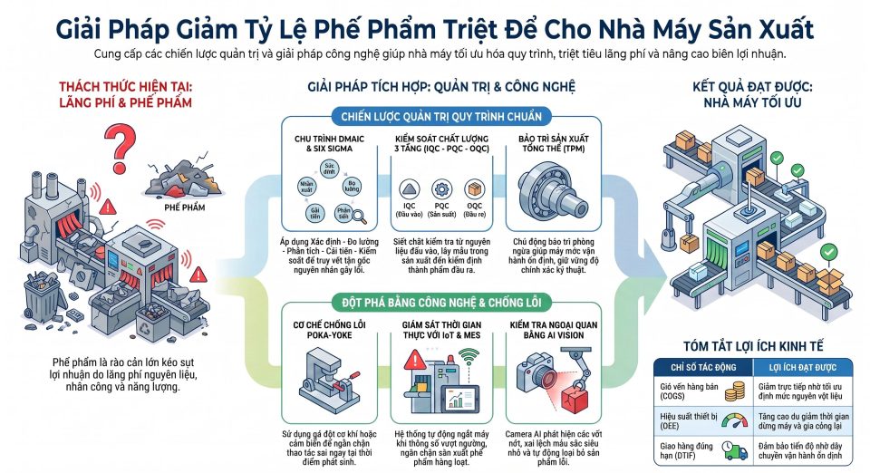 Các giải pháp giảm tỷ lệ phế phẩm triệt để cho nhà máy sản xuất