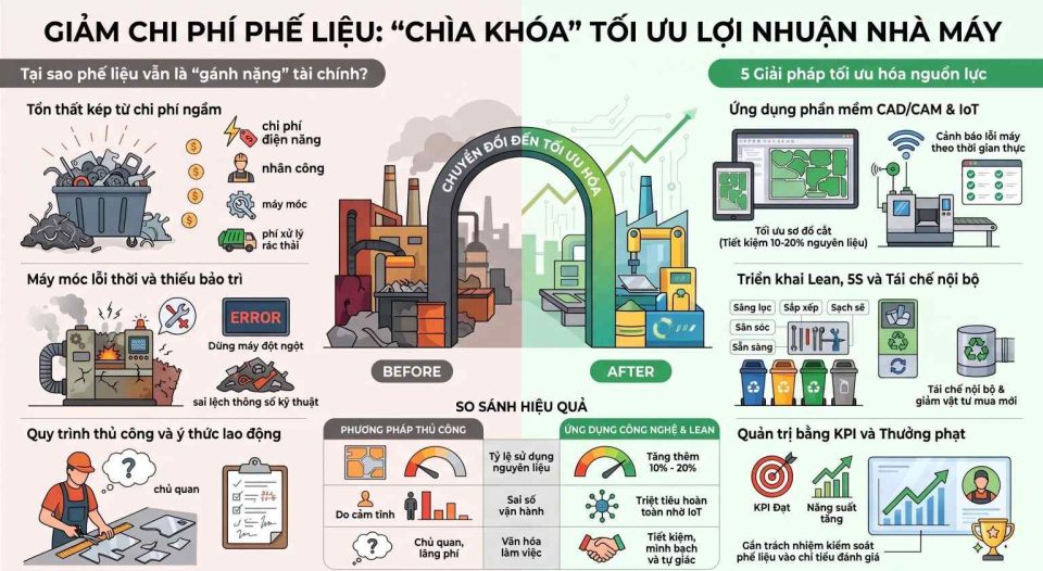 Các phương pháp giảm chi phí phế liệu trong nhà máy hiệu quả
