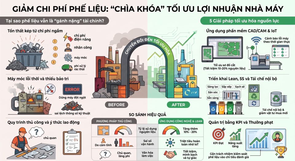 Các phương pháp giảm chi phí phế liệu trong nhà máy hiệu quả