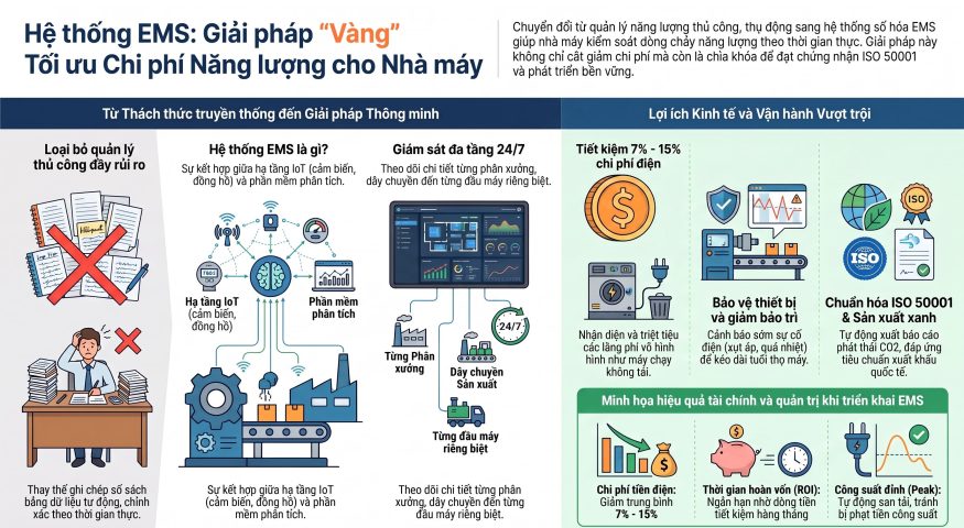 Hệ thống EMS cho nhà máy: Giải pháp tối ưu chi phí năng lượng toàn diện