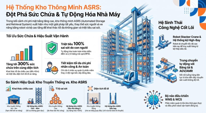 Hệ thống kho thông minh ASRS cho nhà máy: Giải pháp tối ưu sức chứa