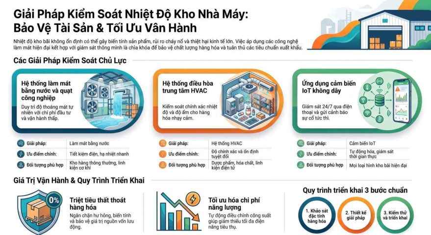 Các giải pháp kiểm soát nhiệt độ kho nhà máy hiệu quả